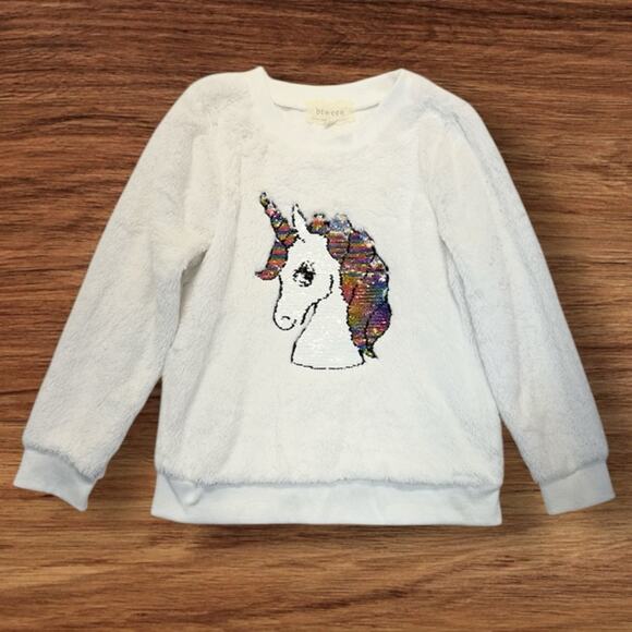 Btween White Unicorn Sequins Sweatshirt girls size 8 - Picture 7 of 7
